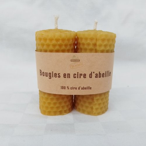Bougies piliers en cire d’abeille naturelle – fait main, lot de 2
