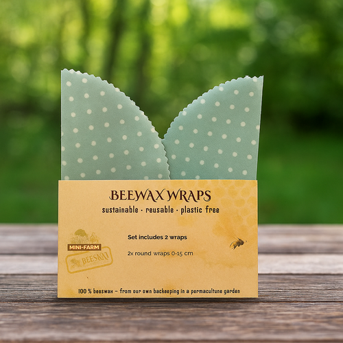 Tissus à la cire d’abeille – lot de 2, ø 15 cm, fait main