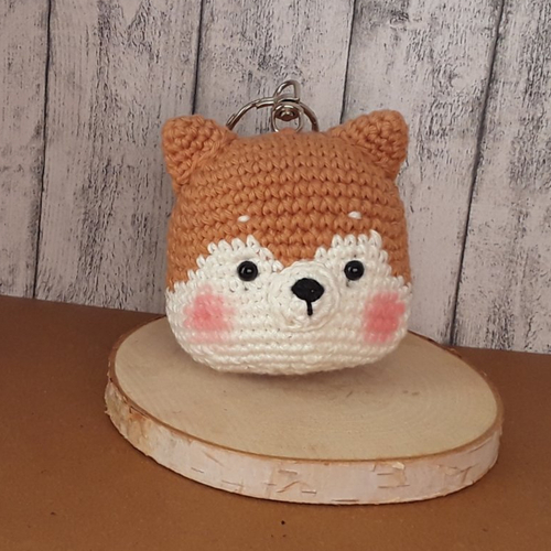 Porte clés, bijou de sac chien shiba au crochet