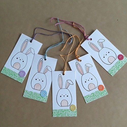 Lot de 5 étiquettes petit lapin, printemps / paques (2)