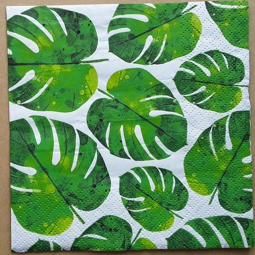 Serviette en papier : feuilles, été, tropicale, tropique 33x33 cm 