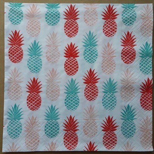Serviette en papier : ananas, fruits, tropicale, tropique 33x33 cm 
