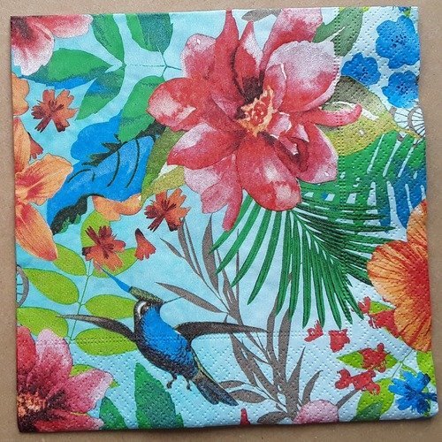 Serviette en papier : paradis tropical, tropique 33x33 cm 