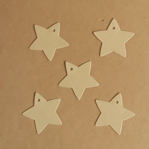 Lot de 5 étiquettes étoiles en papier kraft épais  4,6 cm, calendrier de l'avent 
