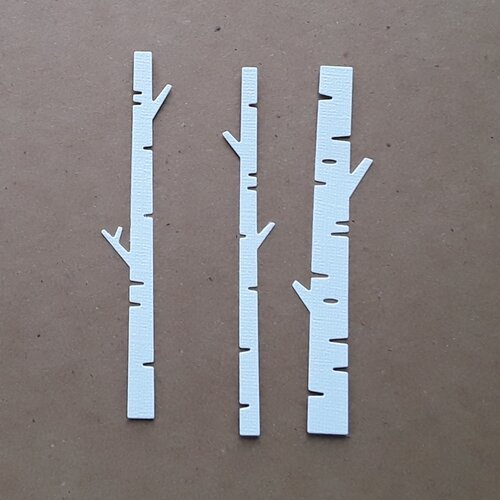 3 troncs d'arbre découpe papier blanc embellissement 11,4 cm 