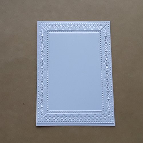 4 cartes simples, fond de carte embossé cadre, en papier blanc 14,5 x 10,5 cm