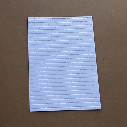 4 cartes simples, fond de carte embossé mur de briques, en papier blanc 14,5 x 10,5 cm