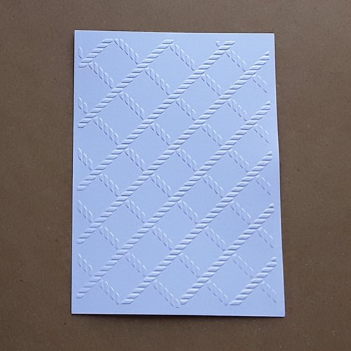 4 cartes simples, fond de carte embossé cordage, treillage en papier blanc 14,5 x 10,5 cm
