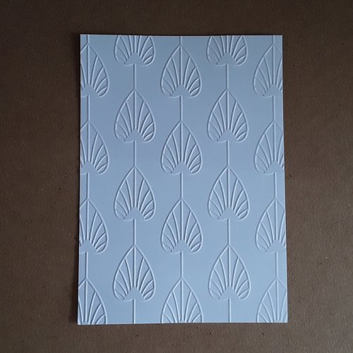 4 cartes simples, fond de carte embossé feuilles d'or, en papier blanc 14,5 x 10,5 cm