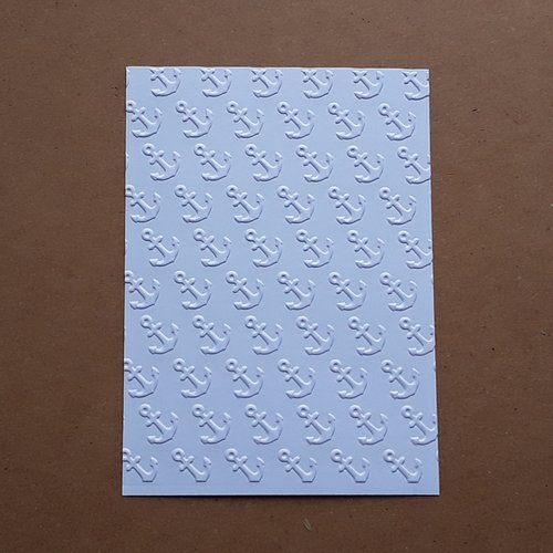 4 cartes simples, fond de carte embossé ancres de bateau, en papier blanc 14,5 x 10,5 cm