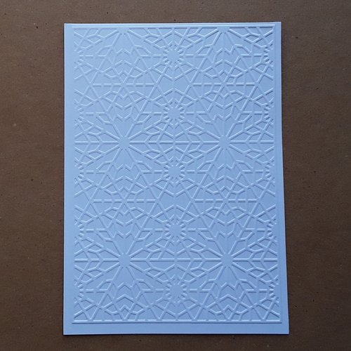 4 cartes simples, fond de carte embossé modèle toile, en papier blanc 14,5 x 10,5 cm