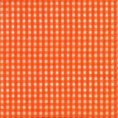 Serviette en papier à carreaux, vichy orange, dimension 25x25cm 
