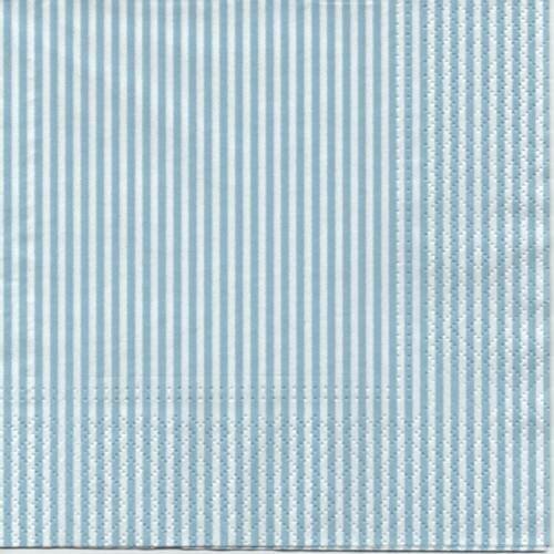 Une serviette en papier à rayures / lignes bleu pastel 33x33 cm 