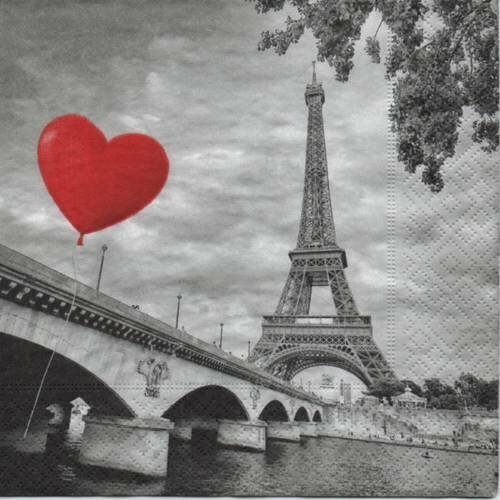 Serviette en papier, thème urbain : paris, city of love dimension  33x33cm 