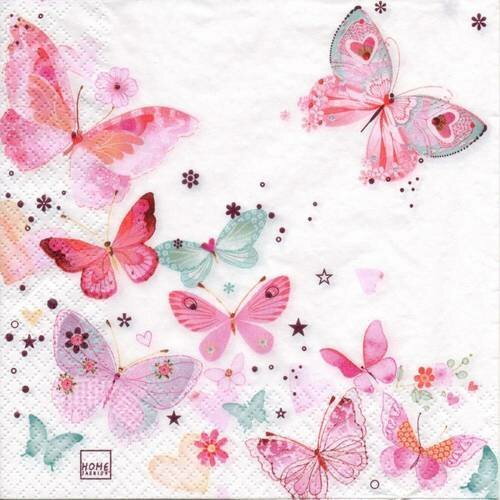 Serviette en papier papillons, envolée de papillons 33x33 cm 