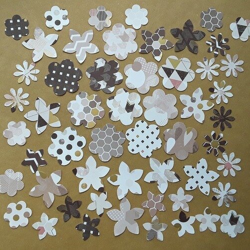Lot de 54 découpes papier fleurs motifs géométriques 