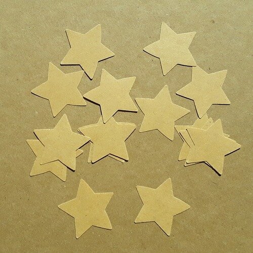 Lot de 10 étiquettes étoiles en papier kraft adhésif, 3,5 cm 