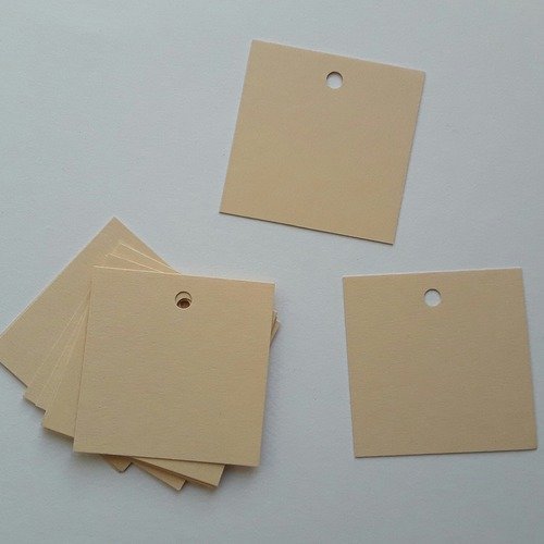 Étiquettes carrées en papier cartonné crème, lot de 10, 5 x 5 cm 
