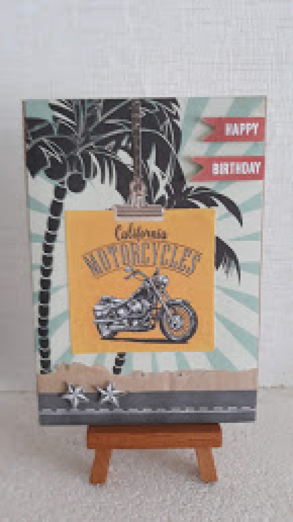 Carte D Anniversaire Avec Palmier Et Moto En 3d Un Grand Marche