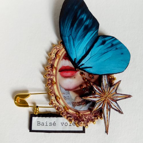 Broche "médaillon baiser volé"