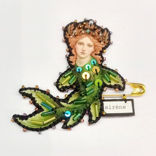 Broche "sirène verte"