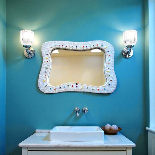 Miroir mosaïque "ondulation neige" 86 x 62 cm