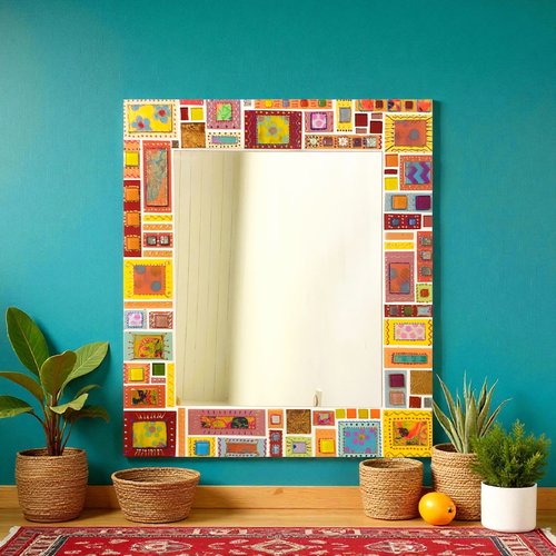 Miroir mosaïque céramique verre"éclats de soleil 2" 60 x 70 cm