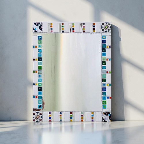 Miroir mosaïque fait main -finlande - 50 x 40 cm -cadeau unique art décoration murale