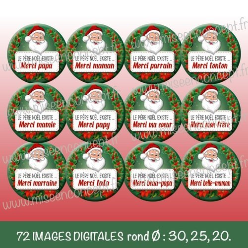 72 Images Digitales Le Pere Noel Existe Merci Rond Images Cabochons Joyeux Noel Papa Maman Papy Mamie Bijoux Porte Cles Magnet Scrapbooking Planche D Images Digitales Images Rondes Un Grand Marche