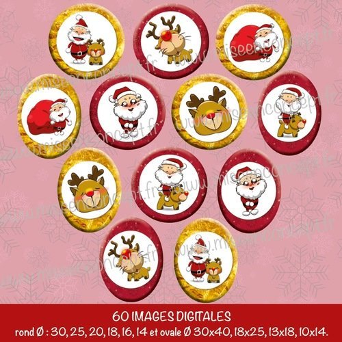 60 Images Digitales Drole De Pere Noel Rond Ovale Images Cabochons Joyeux Noel Pere Noel Bijoux Un Grand Marche