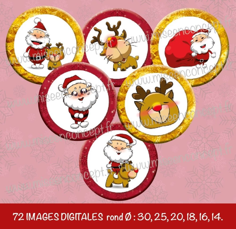 72 Images Digitales Drole De Pere Noel Rond Images Cabochons Joyeux Noel Pere Noel Bijoux Images Rondes Un Grand Marche