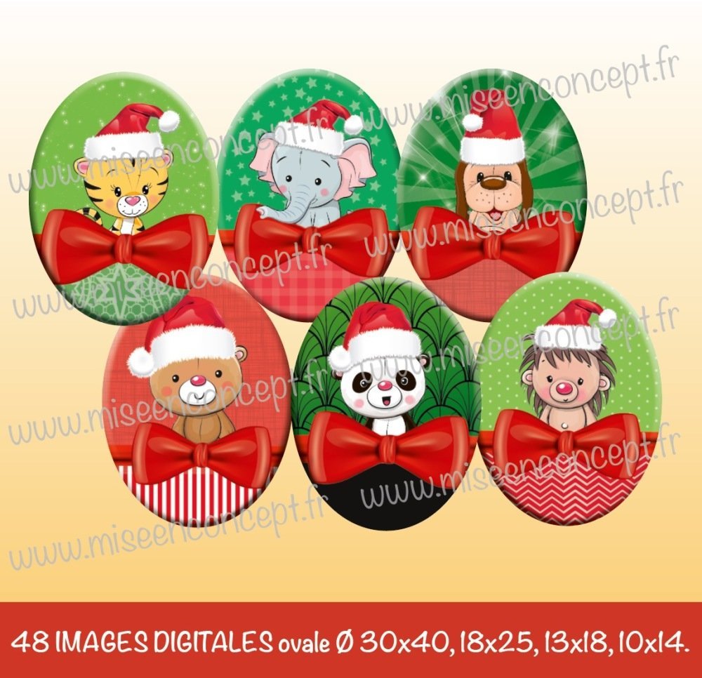 48 Images Digitales Animaux En Pere Noel Ovale Images Cabochons Joyeux Noel Pere Noel Bijoux Images Ovales Un Grand Marche