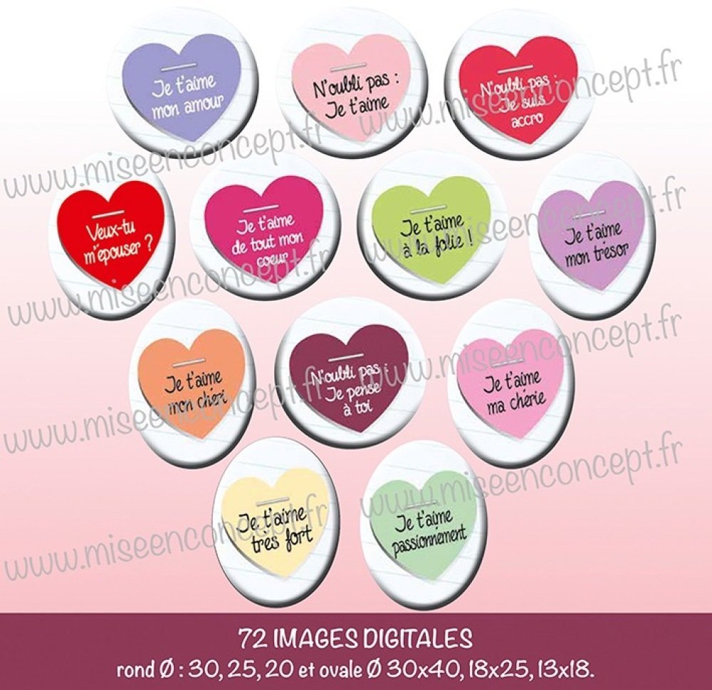 72 Images Digitales Petits Mots D Amour Rond Ovale Images Cabochons Amour Love Coeurs Amoureux Cheri Cherie Je T Aime Bijoux Un Grand Marche