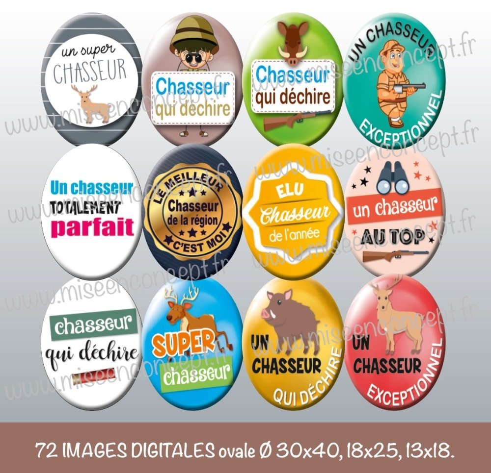 72 Images Digitales Chasseur Ovale Images Cabochons Metier Gibier Fusil Sanglier Chasse Bijoux Badge Magnet Un Grand Marche
