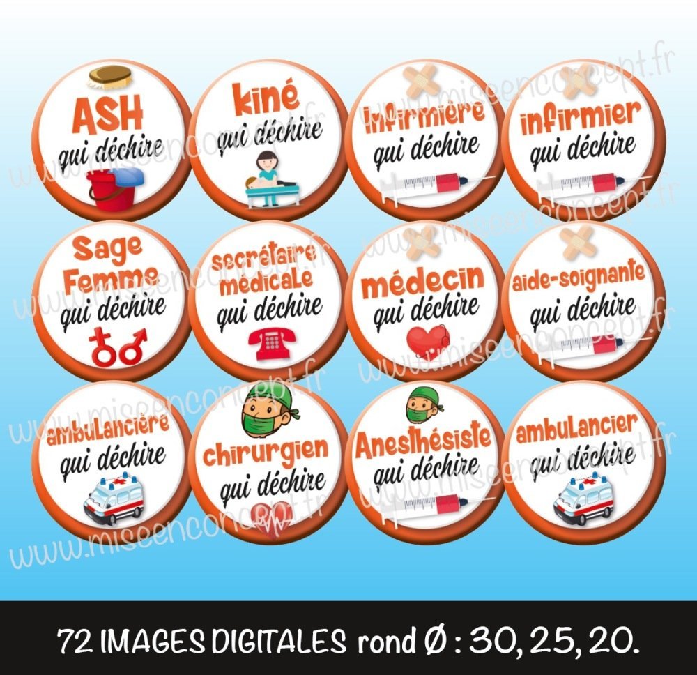 72 Images Digitales Metier Medical Qui Dechire Rond Images Cabochons Infirmiere Aide Soignante Bijoux Badge Magnet Un Grand Marche