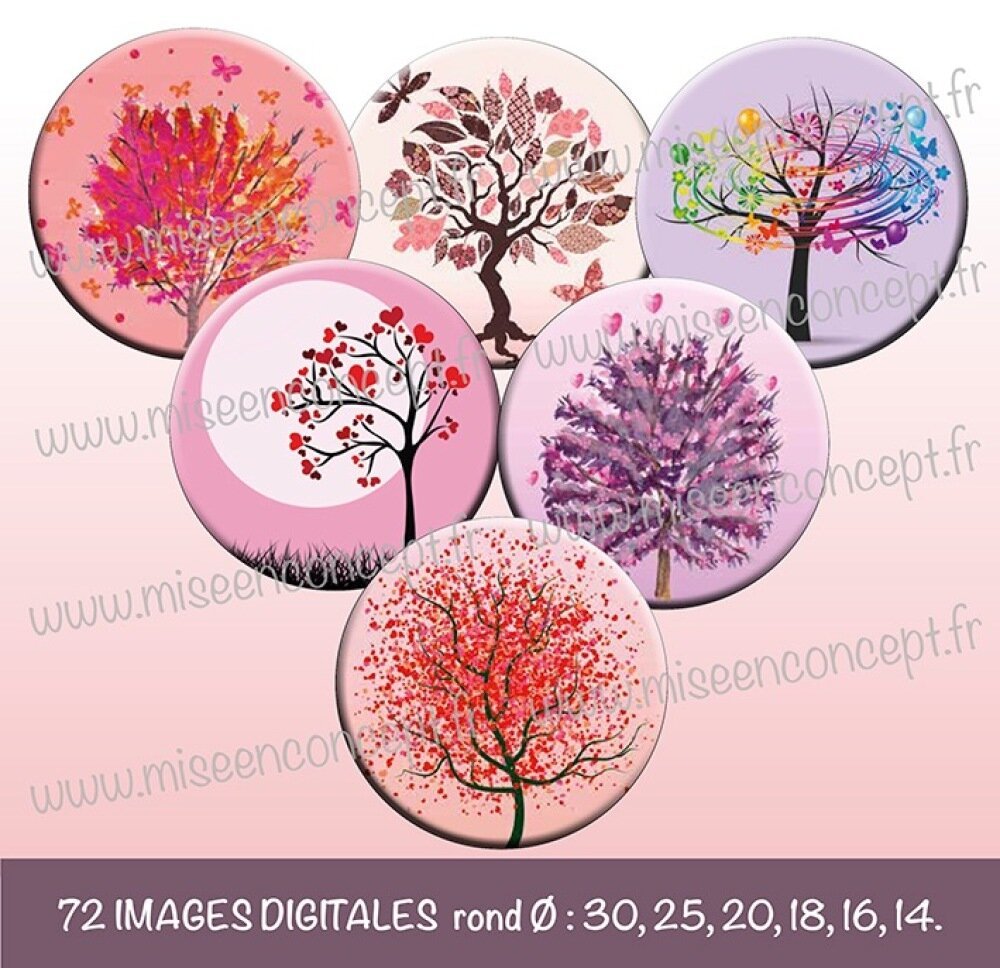 72 Images Digitales Arbres De Vie Rond Images Cabochons Nature Floral Fleurs Automne Bijoux Un Grand Marche