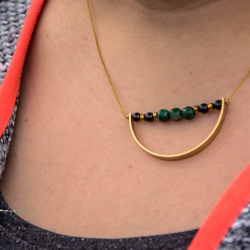 Collier turquoises africaines et obsidiennes
