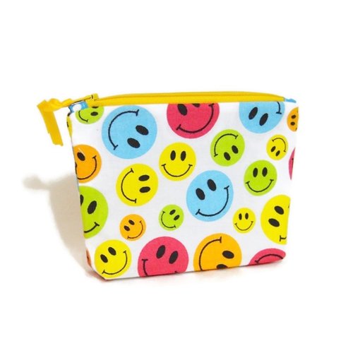 Trousse pochette sac à main, motifs smiley colorés