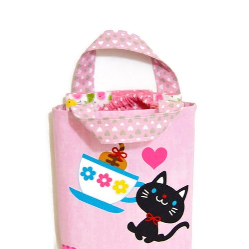 Pochette range serviette de table enfant, motifs petits chats