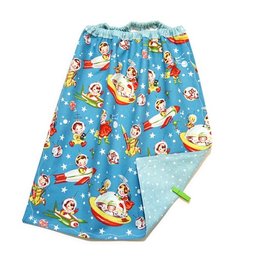 Serviette de table maternelle fille ou garçon, avec élastique, motifs petits cosmonautes