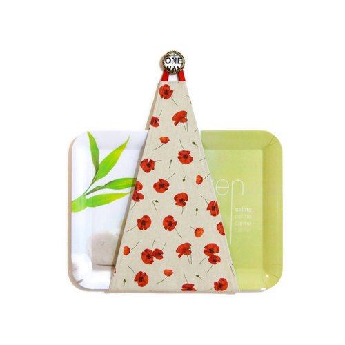 Range plateau ou porte plateau mural cuisine pour plateau rectangulaire, motifs coquelicots champêtres
