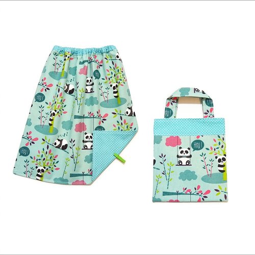 Serviette de table enfant pour la cantine maternelle ou la maison, pochette de rangement, motifs petits pandas