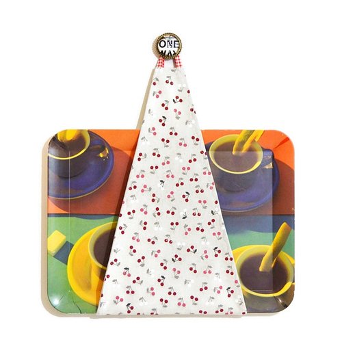 Range plateau mural cuisine, porte plateau à suspendre, motifs petites cerises
