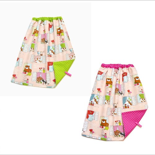Serviette de table enfant cantine maternelle, grand bavoir bébé, avec élastique