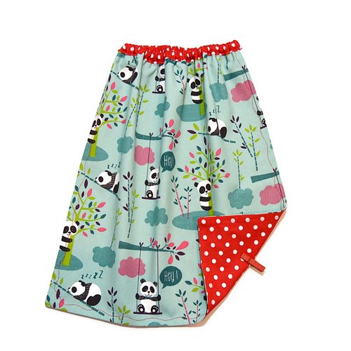 Serviette de table cantine maternelle avec élastique, motifs petits pandas