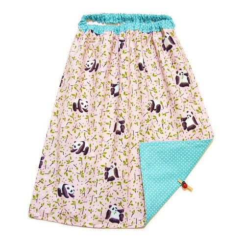 Serviette de cantine maternelle avec élastique, motifs petits pandas