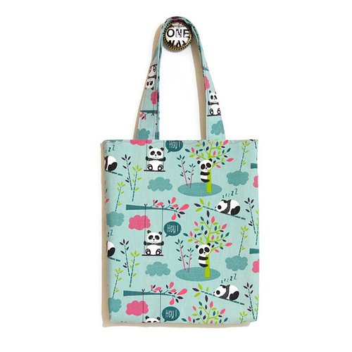 Sac maternelle, tote bag fillette, sac bibliothèque bandoulières, motifs petits pandas