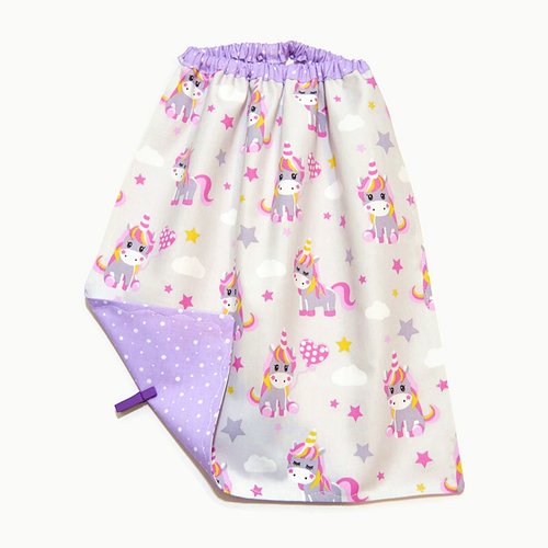 Serviette de cantine maternelle, avec élastique, motifs petites licornes