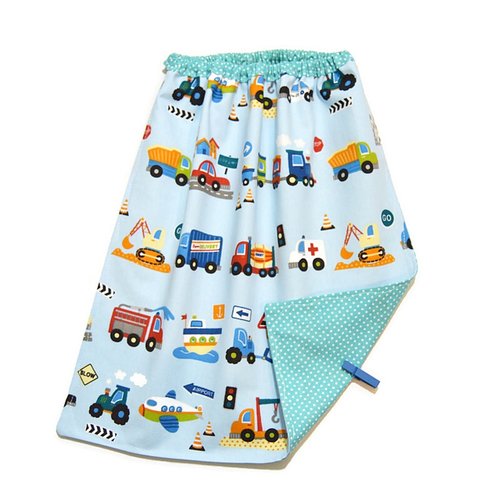 Serviette de cantine avec élastique, bavoir maternelle, motifs petits véhicules colorés