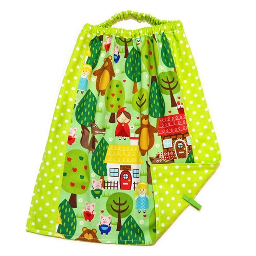 Serviette de table cantine maternelle avec élastique, motifs jolis contes